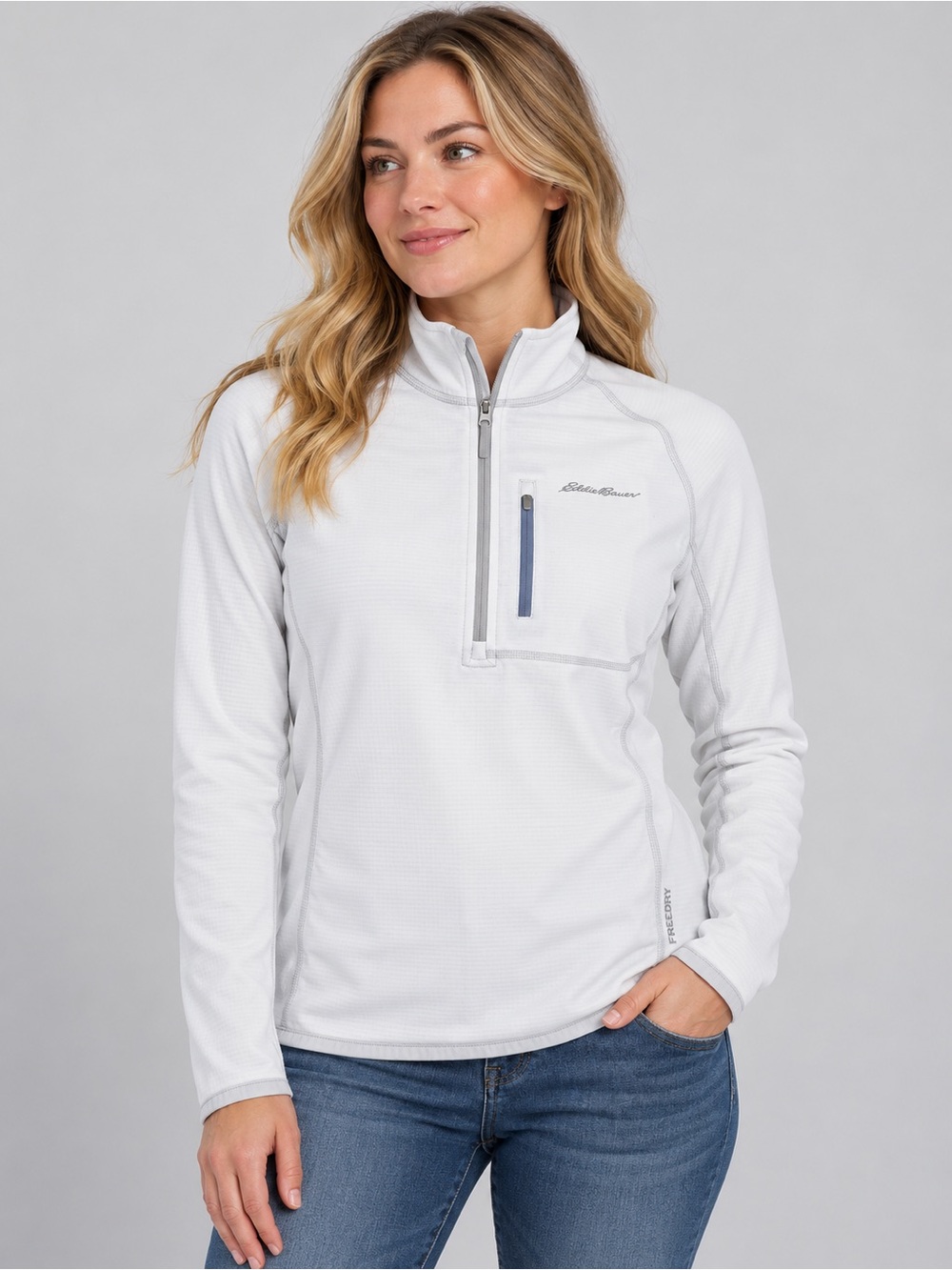 Eddie Bauer FreeDry Women’s Small White Quarter-Zip Pullover